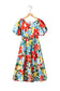 Floral midi dress - multicolor flutter sleeve v neck high waist - dresses