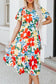 Floral midi dress - multicolor flutter sleeve v neck high waist - dresses