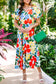 Floral midi dress - multicolor flutter sleeve v neck high waist - dresses