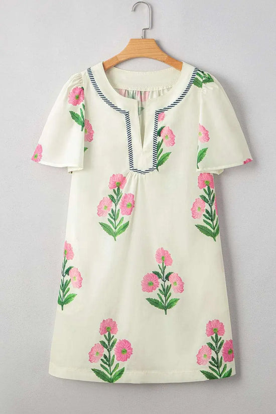 Floral Dresses Apricot Floral Summer Mini Dress