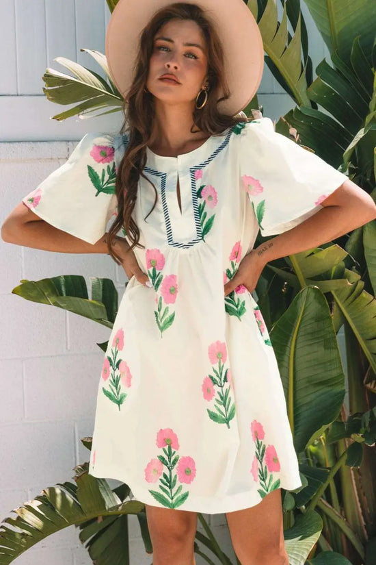Floral Dresses Apricot Floral Summer Mini Dress