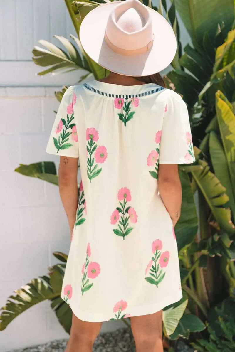 Floral Dresses Apricot Floral Summer Mini Dress