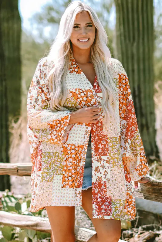 Floral mosaic open kimono | fashionfitz