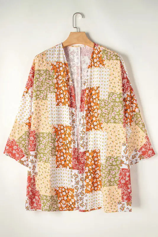 Floral mosaic open kimono | fashionfitz