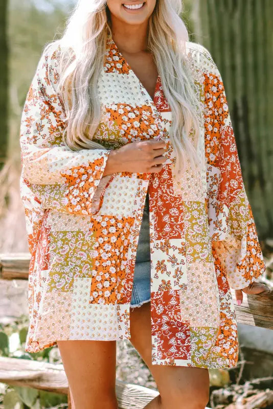 Floral mosaic open kimono | fashionfitz