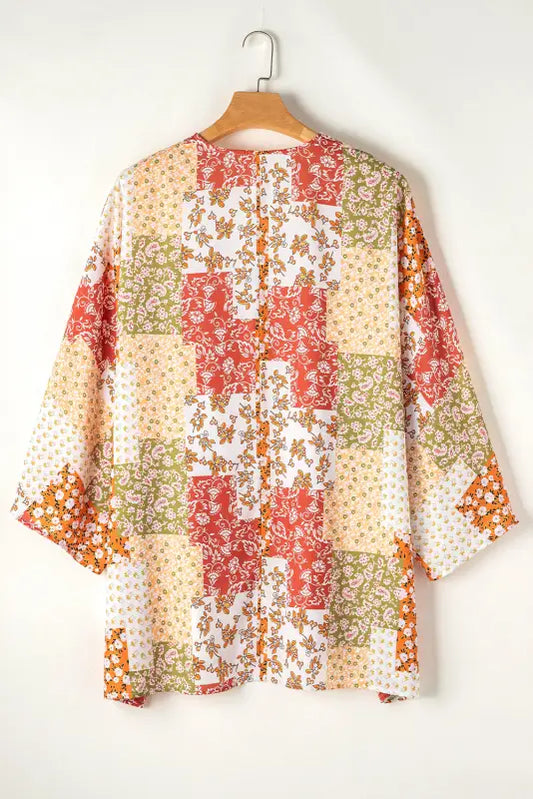 Floral mosaic open kimono | fashionfitz