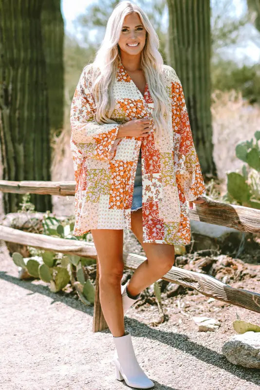 Floral mosaic open kimono | fashionfitz