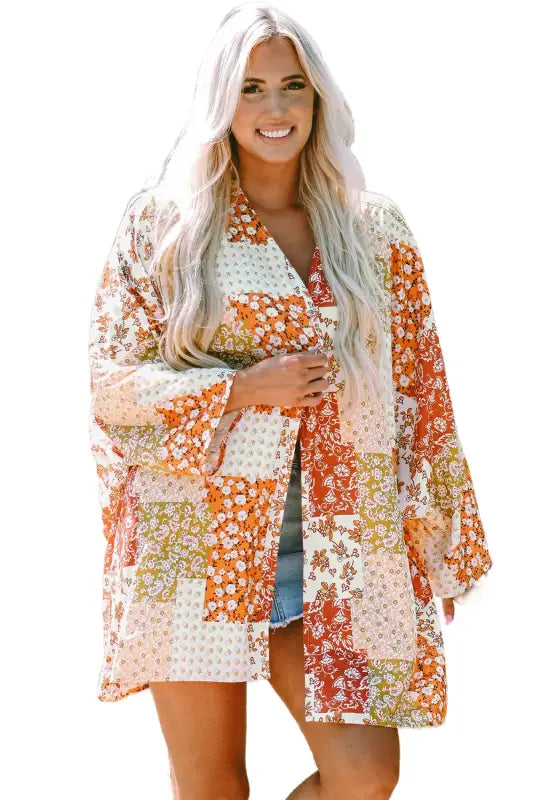 Floral mosaic open kimono | fashionfitz