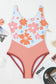 Floral one piece swimsuit - orange backless