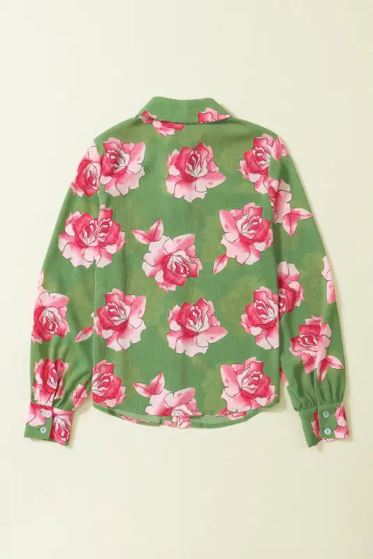 Floral pleated puff sleeve shirt - shirts