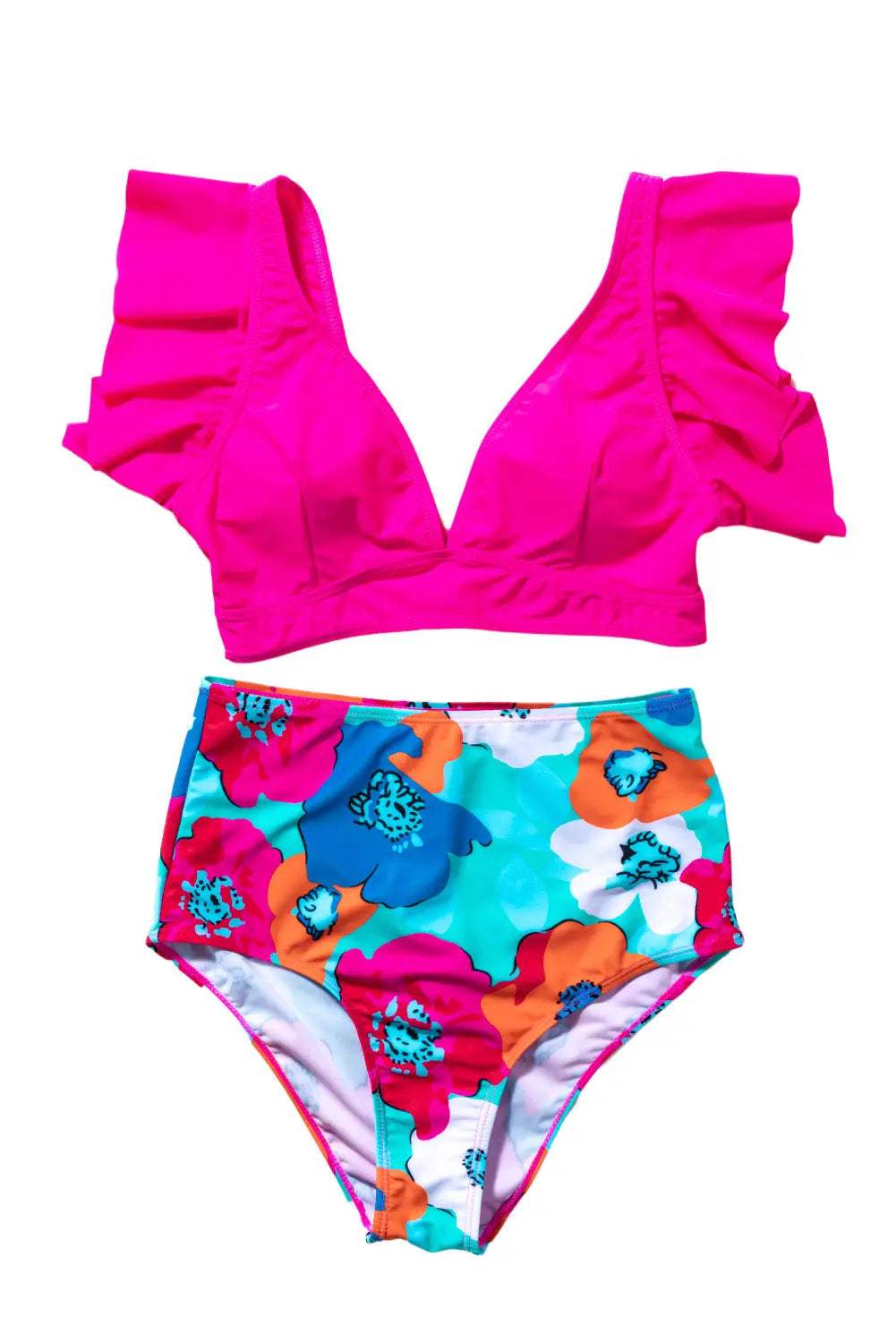 Floral print high waist bikini bottoms - swim