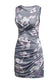 Floral print hollow out wrap tie mini dress - dresses