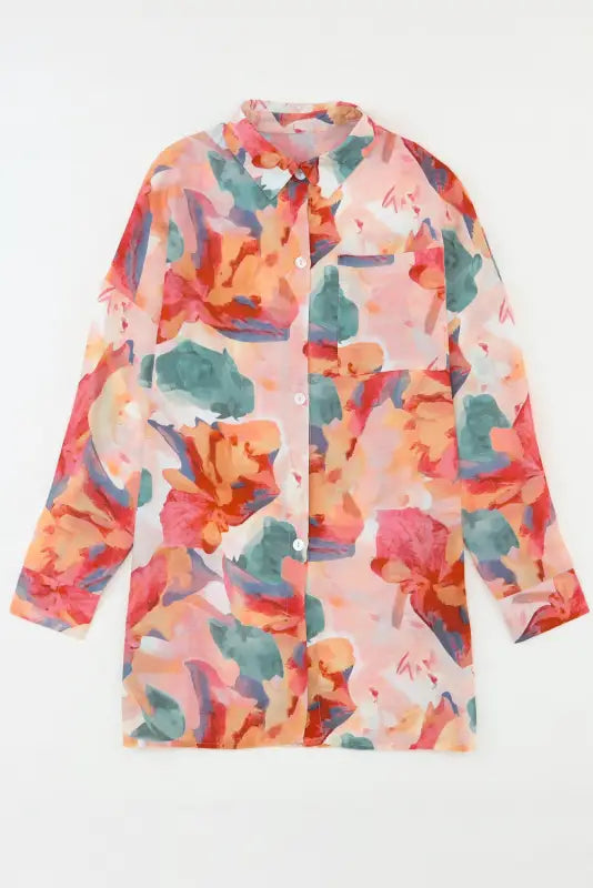 Floral print loose shirt - tops