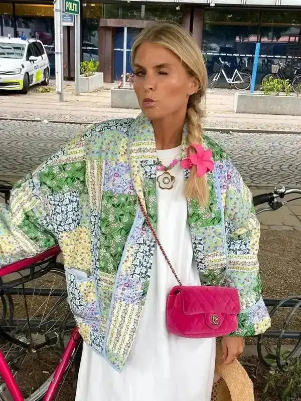 Floral Print Quilted Sleeveless Jacket - Fashionfitz