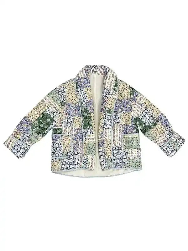 Floral Print Quilted Sleeveless Jacket - Fashionfitz