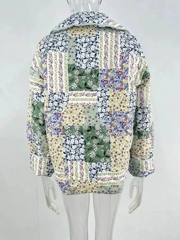 Floral Print Quilted Sleeveless Jacket - Fashionfitz