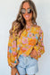 Ginger floral print ruffle puff sleeve blouse - blouses & shirts