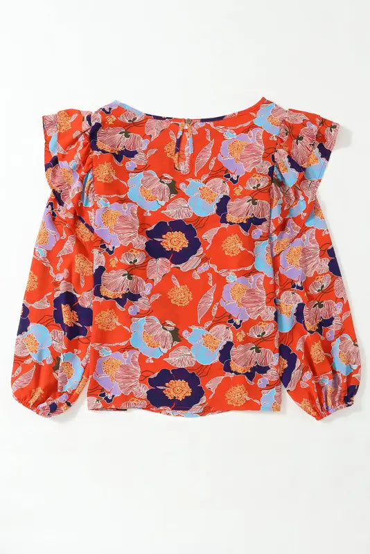 Ginger floral print ruffle puff sleeve blouse - blouses & shirts