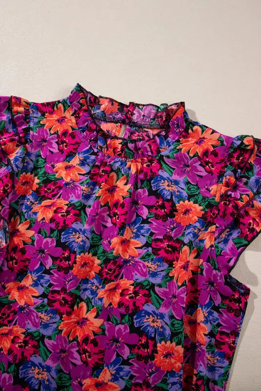 Floral print tiered ruffled sleeve blouse - tops/blouses & shirts