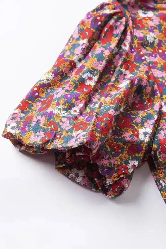 Floral Puff Sleeve Blouse - Fashionfitz