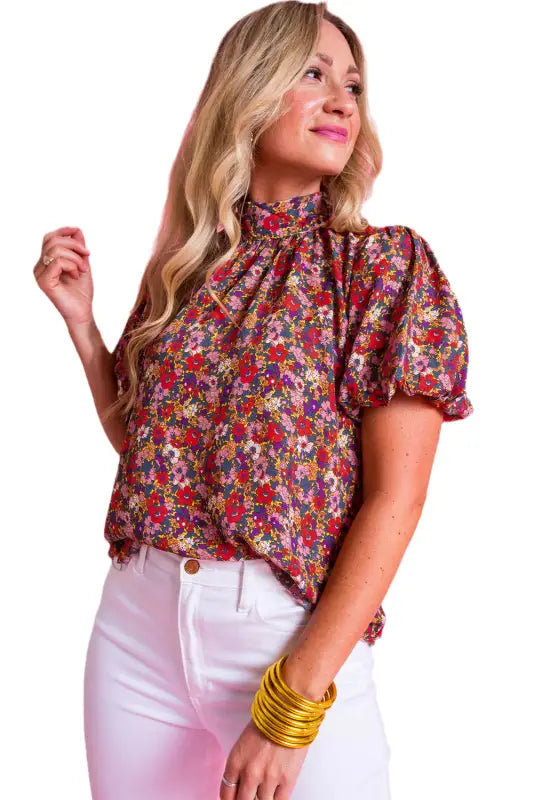 Floral puff sleeve blouse - tops/blouses & shirts