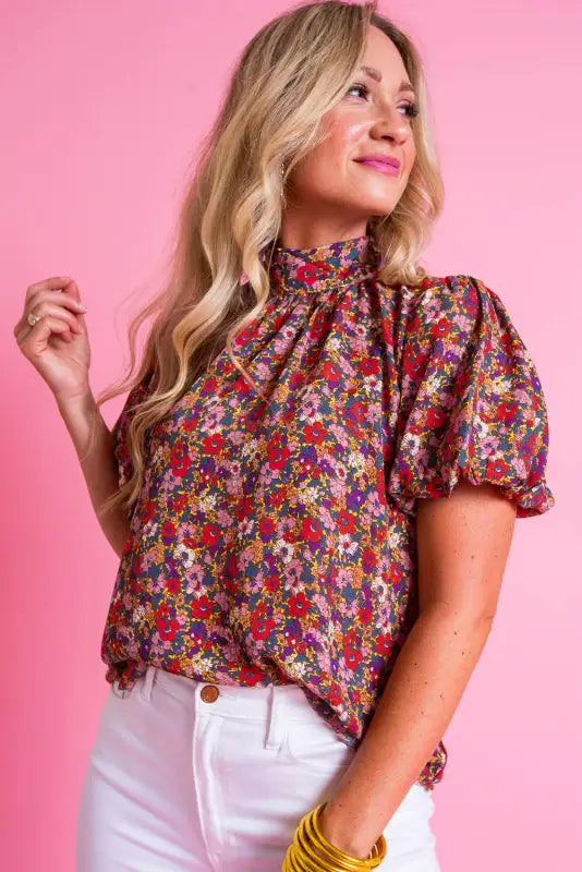 Floral puff sleeve blouse - tops/blouses & shirts