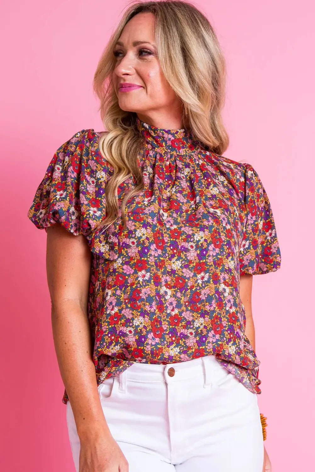 Floral puff sleeve blouse - tops/blouses & shirts