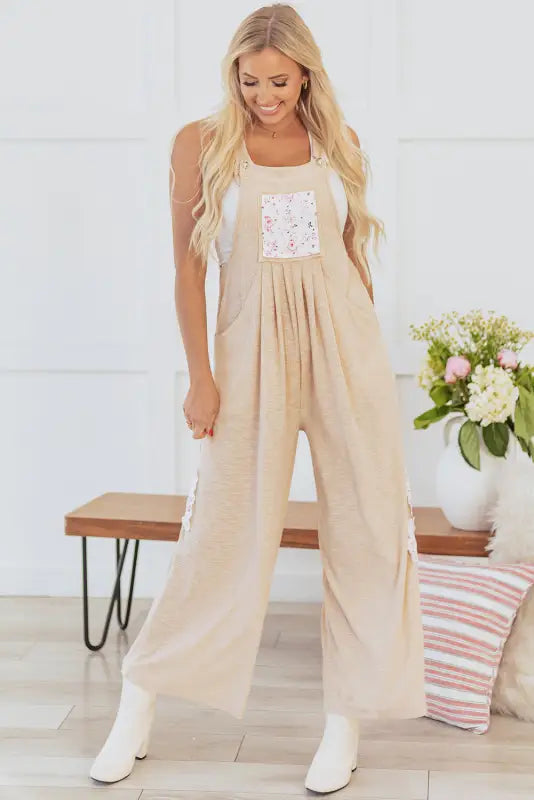 Floral ribbed comfort jumpsuit