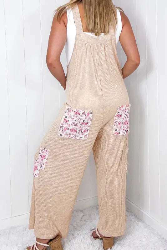 Floral ribbed comfort jumpsuit