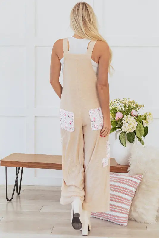 Floral ribbed comfort jumpsuit