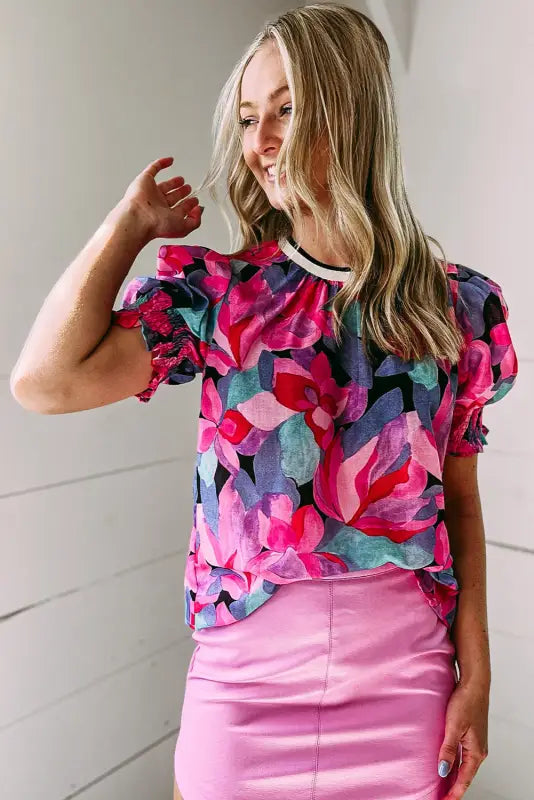 Floral ruched blouse - blouses