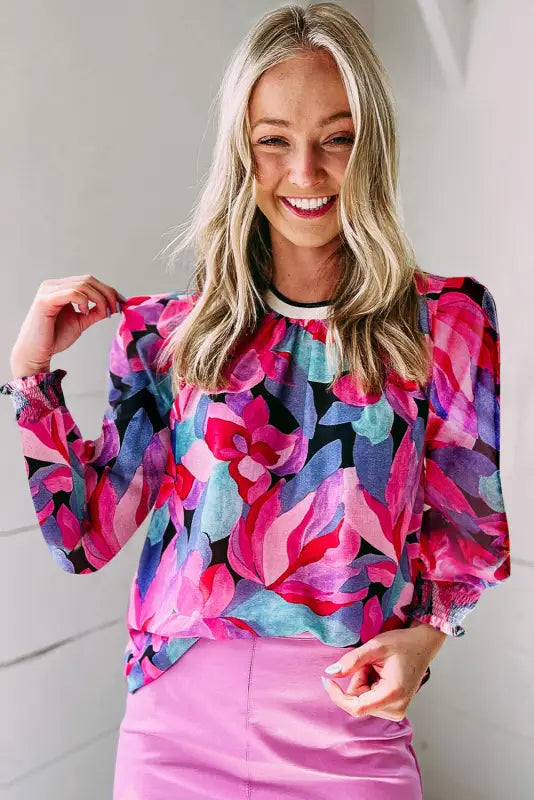 Floral ruched blouse - blouses