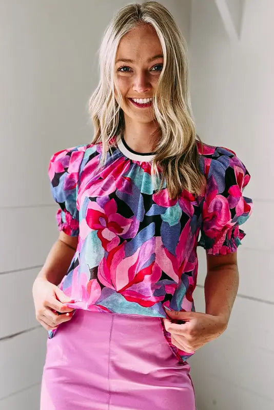 Floral ruched blouse - blouses