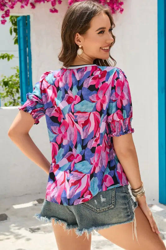 Floral ruched blouse - blouses