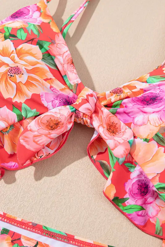 Floral ruffle one-piece swimsuit for relaxed fit