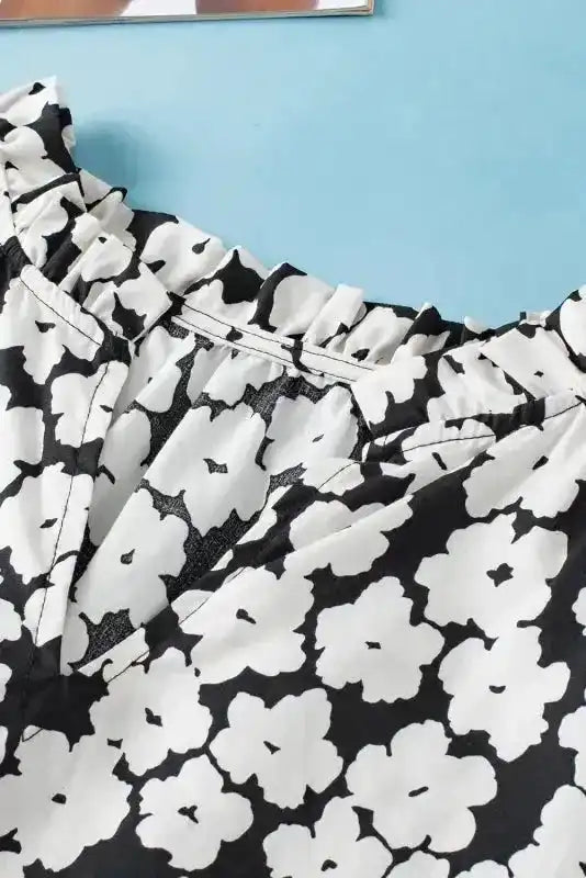 Floral Ruffle Sleeve Blouse - Fashionfitz