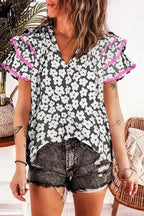 Floral Ruffle Sleeve Blouse - Fashionfitz