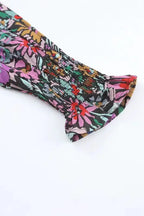 Floral Ruffled Sleeve V-Neck Blouse - Fashionfitz