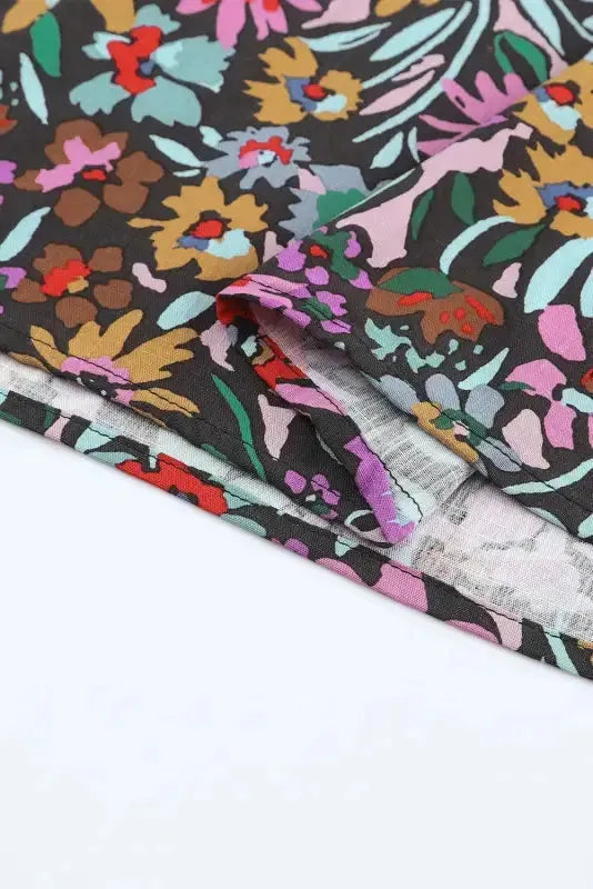 Floral Ruffled Sleeve V-Neck Blouse - Fashionfitz