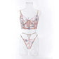 Floral sheer bustier corset set - sets