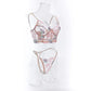 Floral sheer bustier corset set - sets