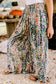 Floral shirred wide leg casual pants