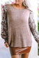 Floral Sleeve Crew Neck Blouse - Fashionfitz