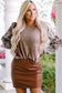 Floral Sleeve Crew Neck Blouse - Fashionfitz
