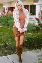 Floral Sleeve Peplum Sweater - Fashionfitz