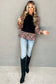 Black contrast floral sleeve peplum sweater - sweaters &