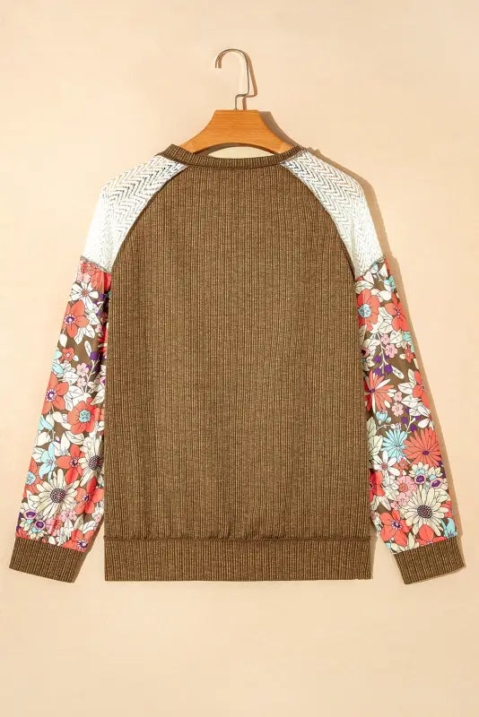 Floral sleeve textured blouse - blouses