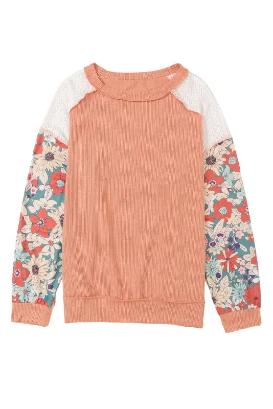 Floral sleeve textured blouse - blouses