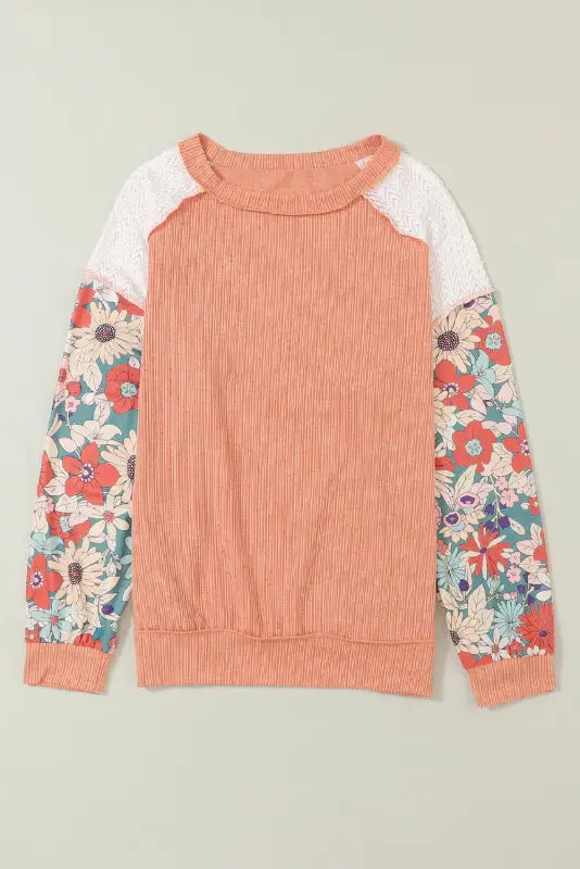 Floral sleeve textured blouse - blouses