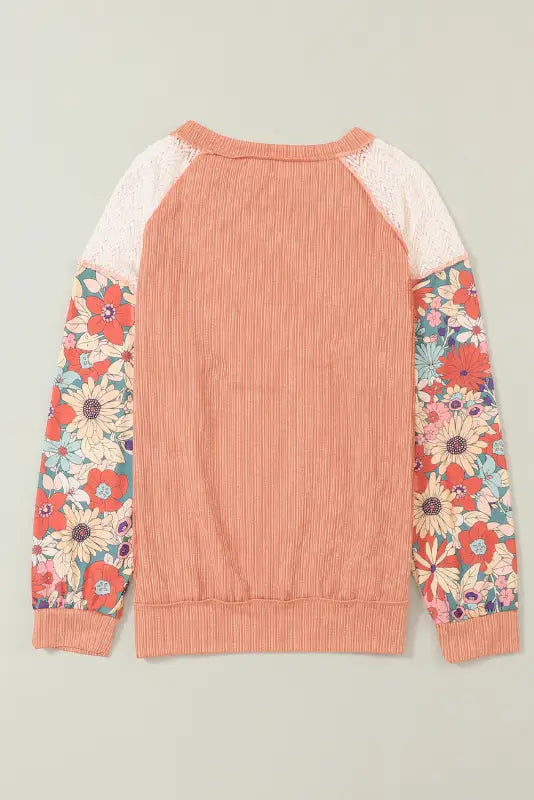 Floral sleeve textured blouse - blouses